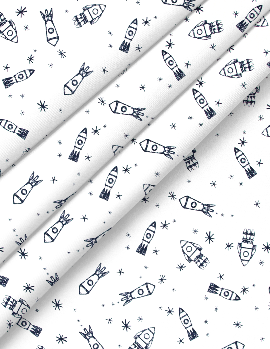 Juego de Sábanas para Mini Colecho (50x90) - Cohetes