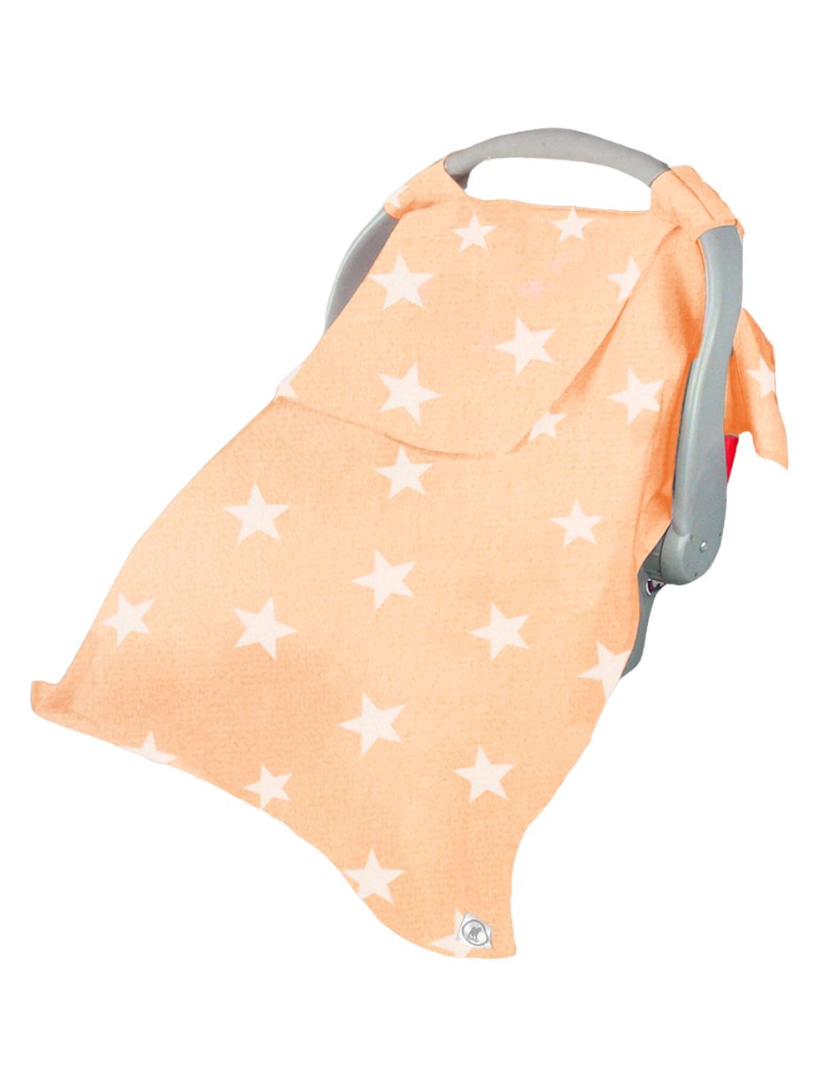 Cubre Portabebé Súper Suave - Flannel Estrellas Peach