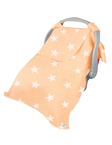 Cubre Portabebé Súper Suave - Flannel Estrellas Peach