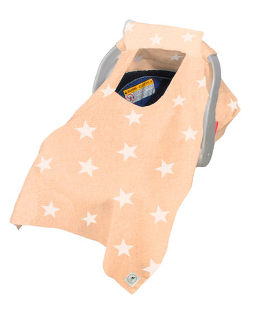 Cubre Portabebé Súper Suave - Flannel Estrellas Peach