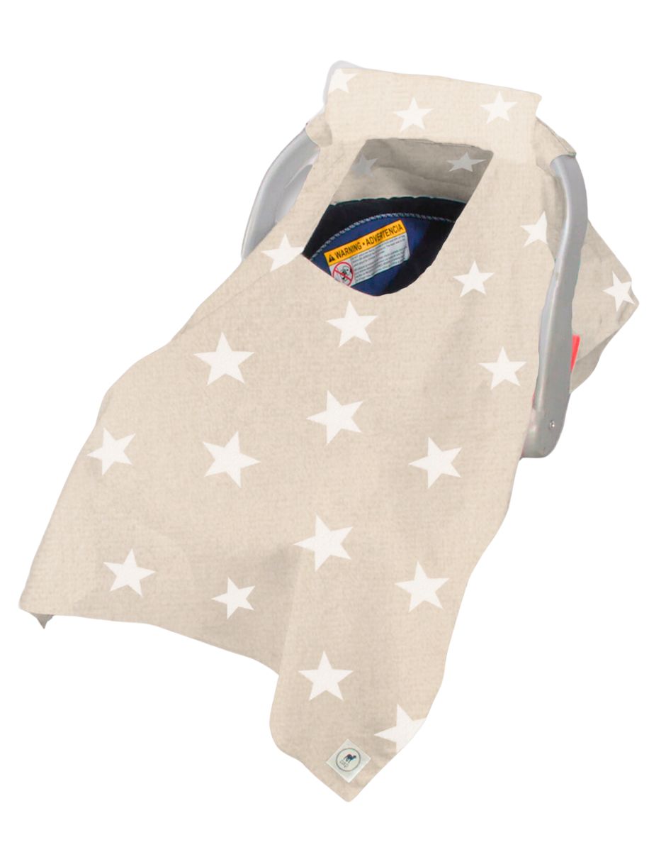 Cubre Portabebé Súper Suave - Flannel Estrellas Beige