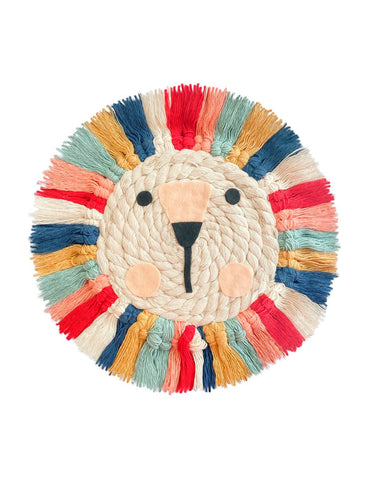 Leon Decorativo Macrame Tonos Vivos