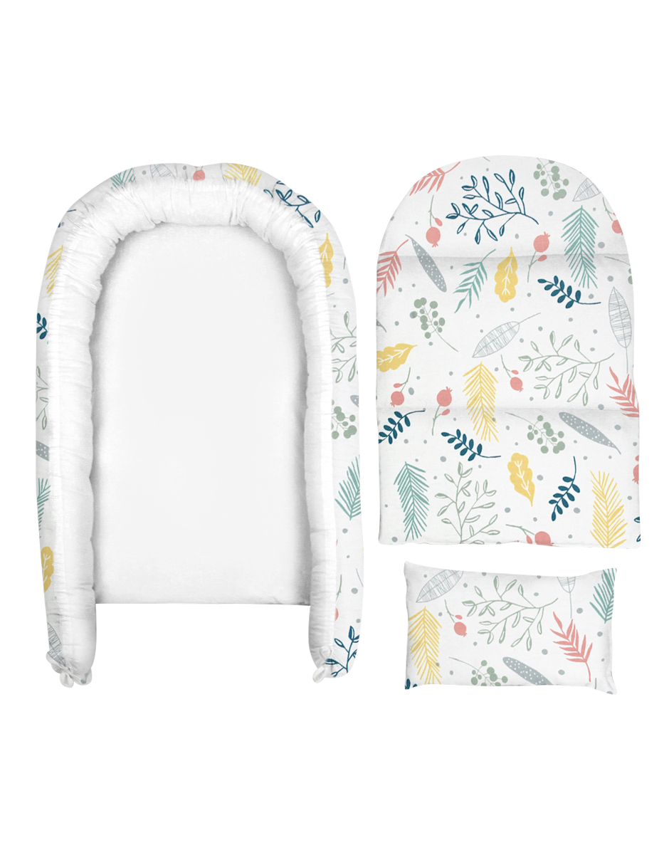 Nido, ó cama portátil para Bebé, con acolchado - Flores
