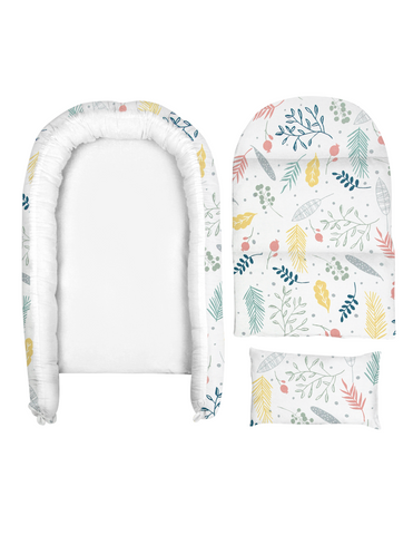 Nido, ó cama portátil para Bebé, con acolchado - Flores