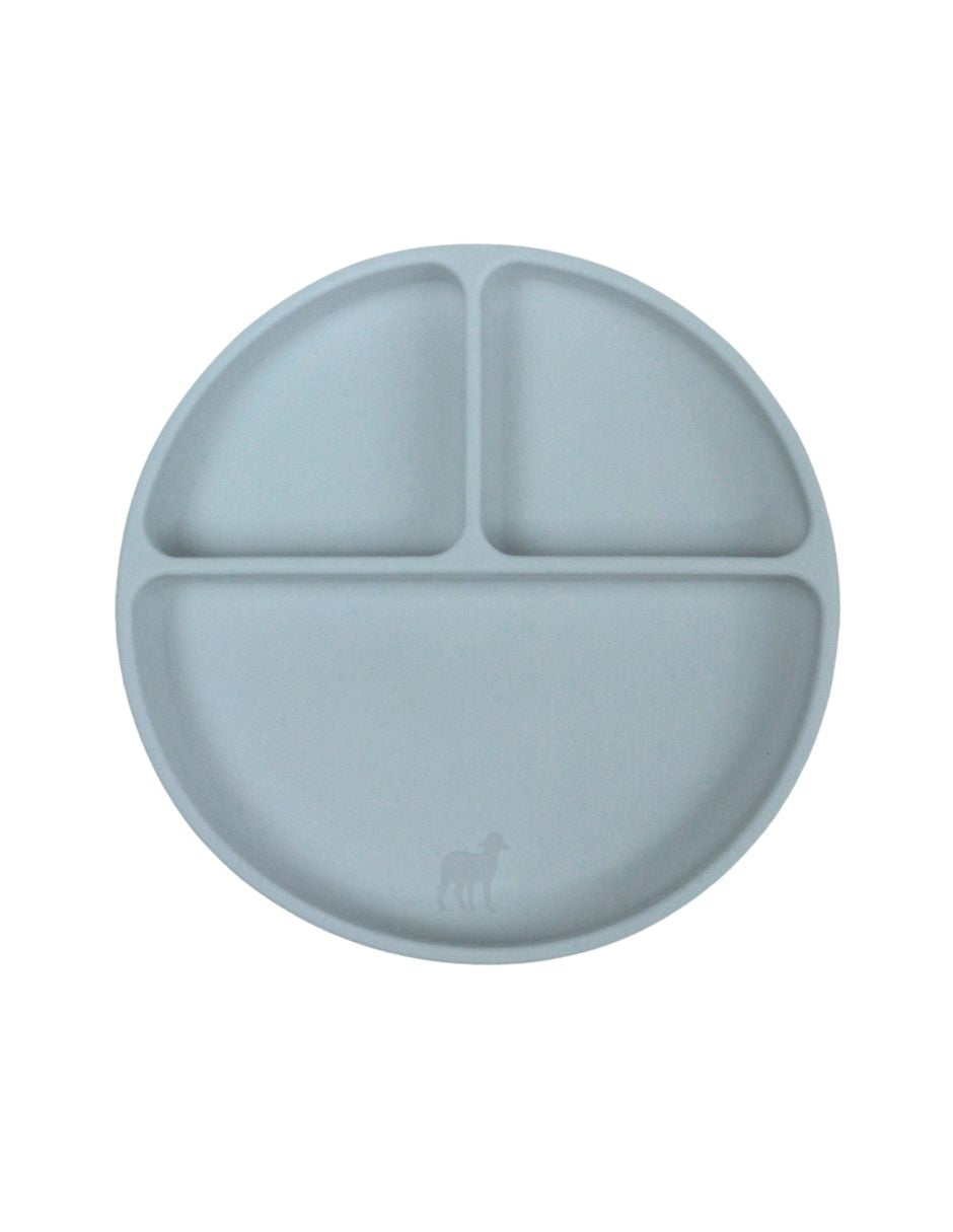 Plato de Silicón Adherible con Divisiones y Succión - Azul
