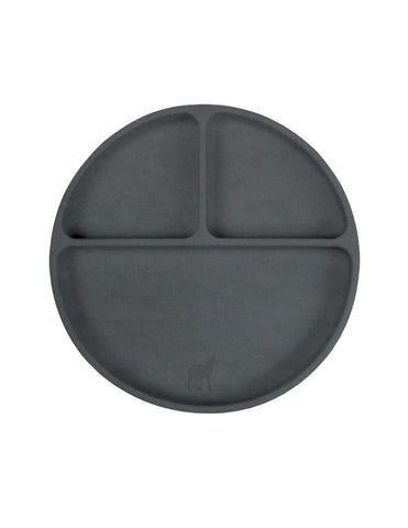 Plato de Silicón Adherible con Divisiones y Succión - Gris Óscuro