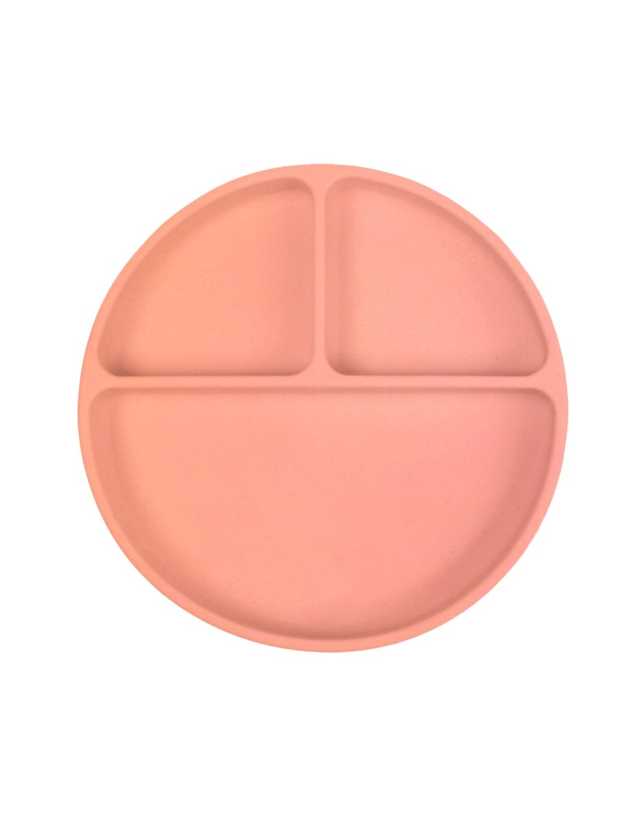 Plato de Silicón Adherible con Divisiones y Succión - Palo Rosa