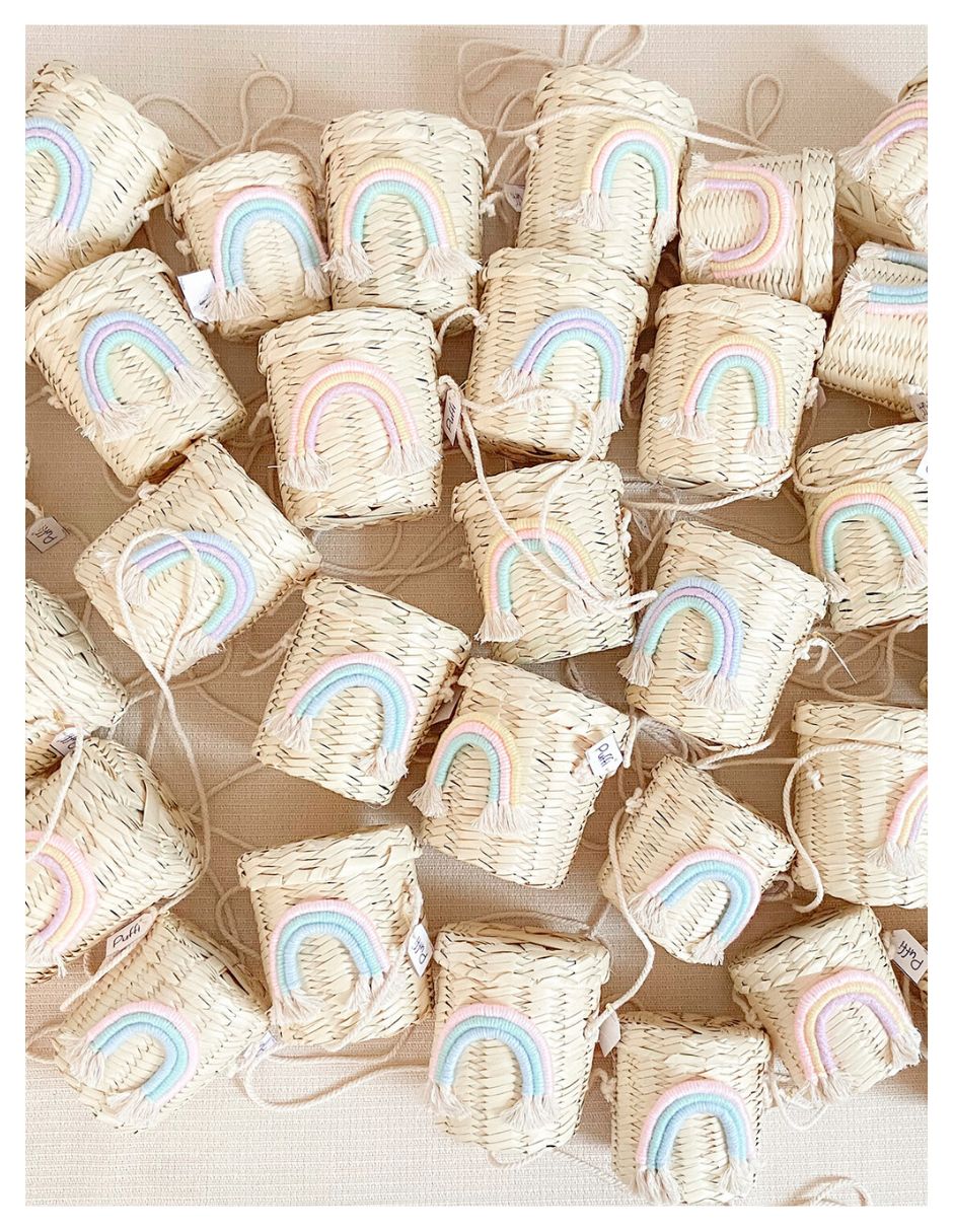 Recuerdos para Cumpleaños - Set de 5 Canastas - Arcoiris
