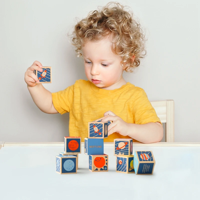 Cubos de Madera Montessori - Rompecabezas de Sistema Solar