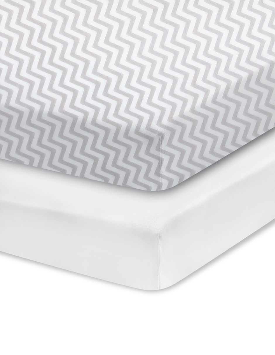 Set de 2 Sábanas de Cajón para Cama Cuna - Chevron Gris
