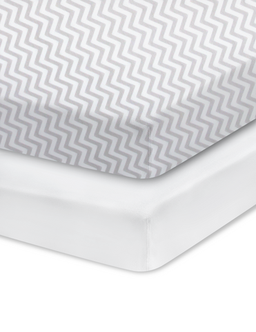 Set de 2 Sábanas de Cajón para Cama Cuna - Chevron Gris
