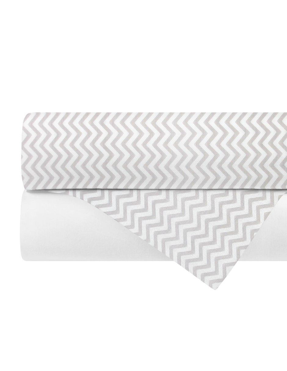 Set de 2 Sábanas de Cajón para Cama Cuna - Chevron Gris