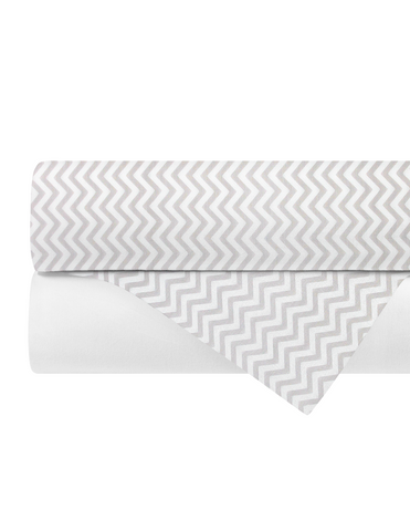 Set de 2 Sábanas de Cajón para Cama Cuna - Chevron Gris