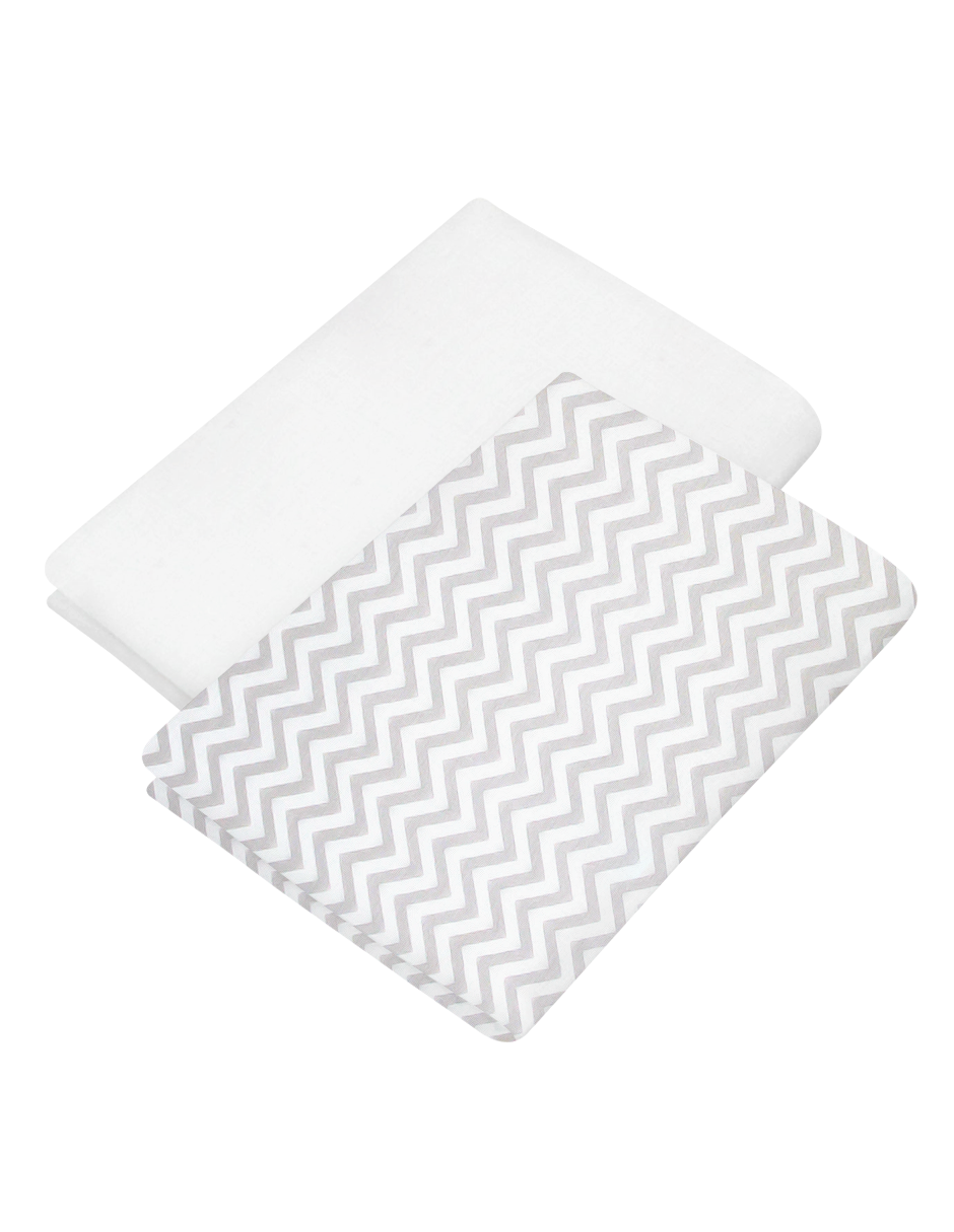 Set de 2 Sábanas de Cajón para Cama Cuna - Chevron Gris