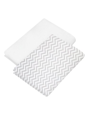 Set de 2 Sábanas de Cajón para Cama Cuna - Chevron Gris