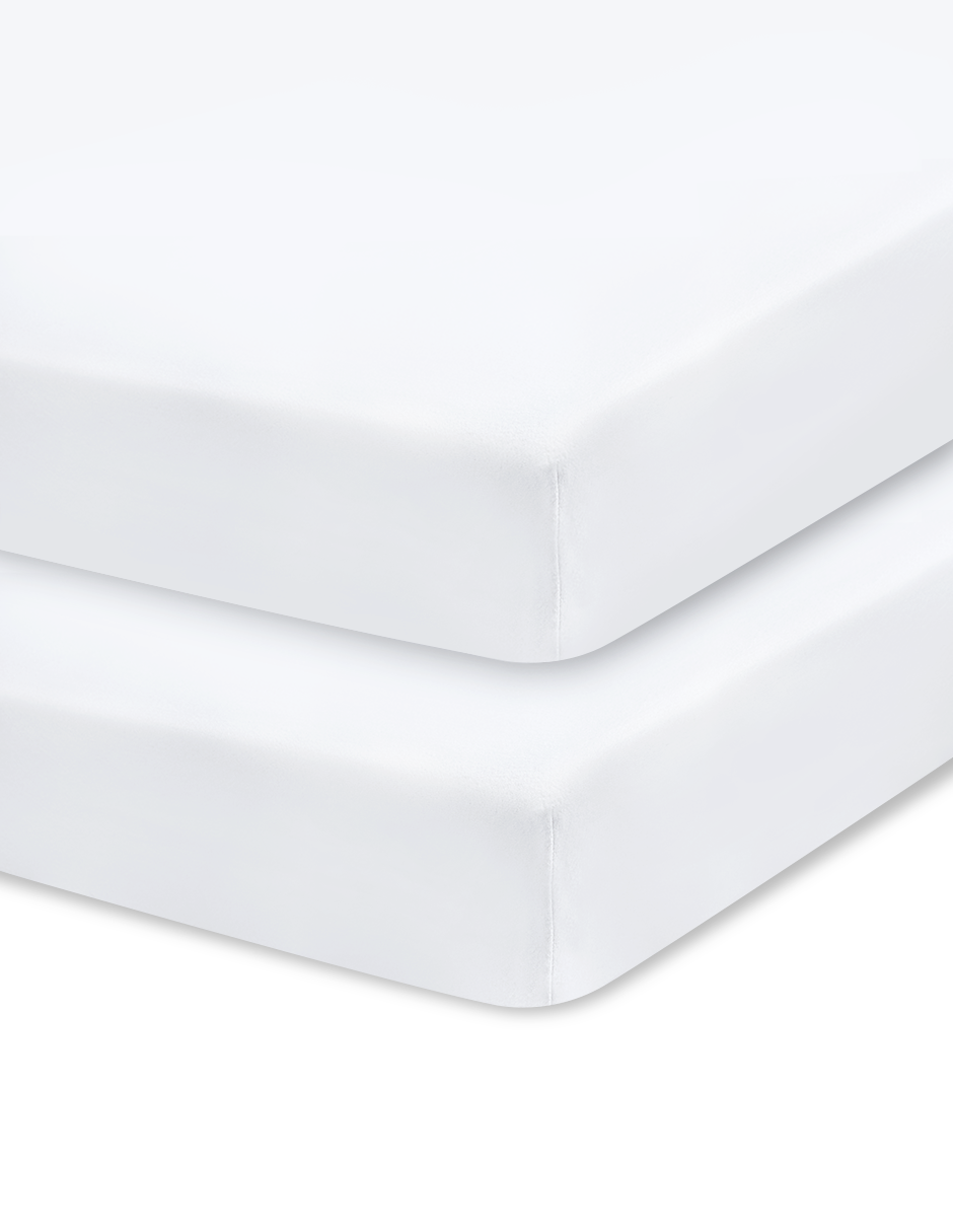 Set de 2 Sábanas de Cajón para Cuna 120x60, 100% Algodón - Blancas