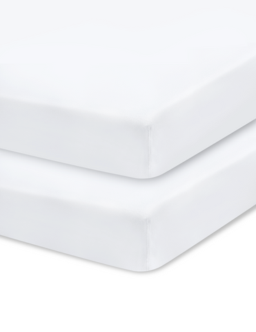 Set de 2 Sábanas de Cajón para Cuna 120x60, 100% Algodón - Blancas