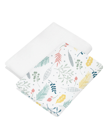 Set de 2 Sábanas de Cajón para Cuna - Flores