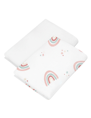 Set de 2 Sábanas de Cajón para Mini Colecho (50x90) - Arcoiris Love