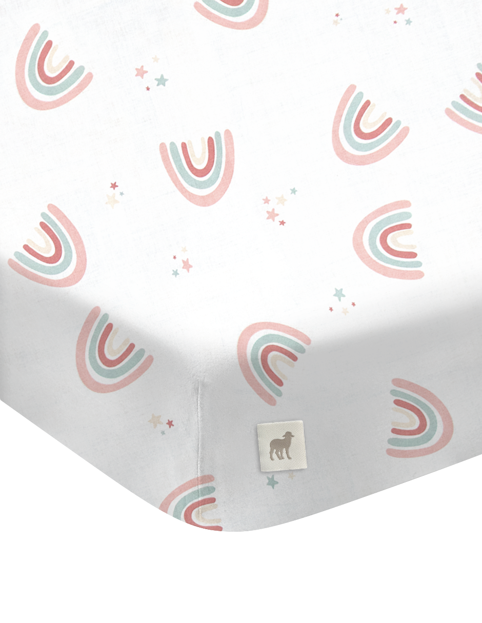 Set de 2 Sábanas de Cajón para Mini Colecho (50x90) - Arcoiris Love