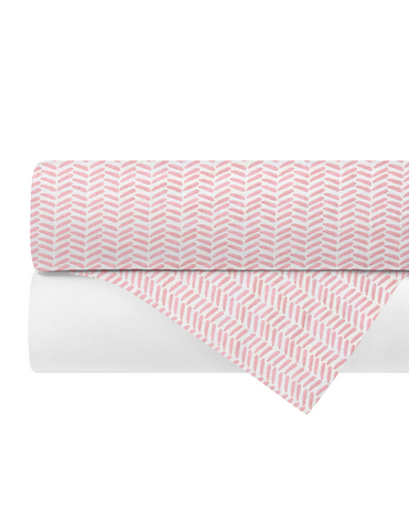 Set de 2 Sábanas de Cajón para Cuna - Chevron Rosa