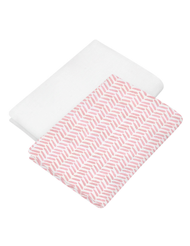 Set de 2 Sábanas de Cajón para Cuna - Chevron Rosa