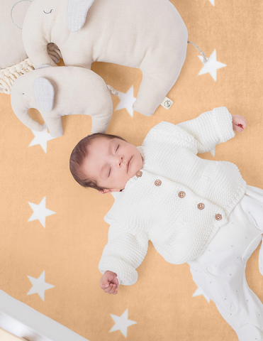 Sábana de Cajón para Cuna Súper Suave - Estrellitas Peach