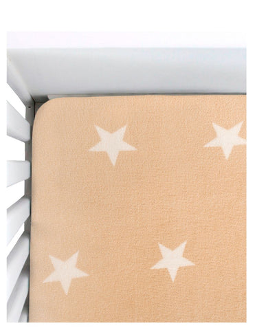 Sábana de Cajón para Cama Cuna Súper Suave - Estrellitas Peach 100% Poliéster