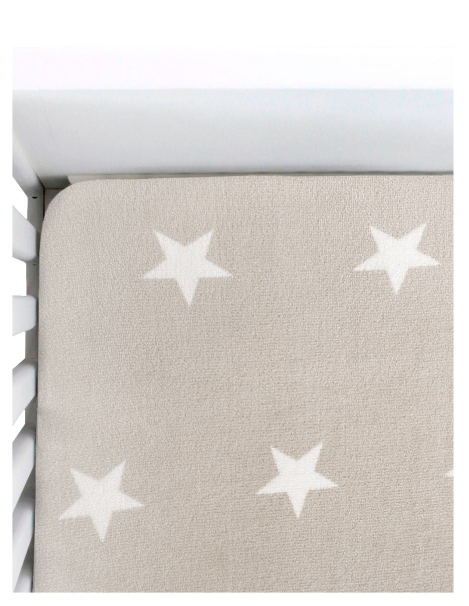 Sábana de Cajón para Cama Cuna Súper Suave - Estrellas Beige