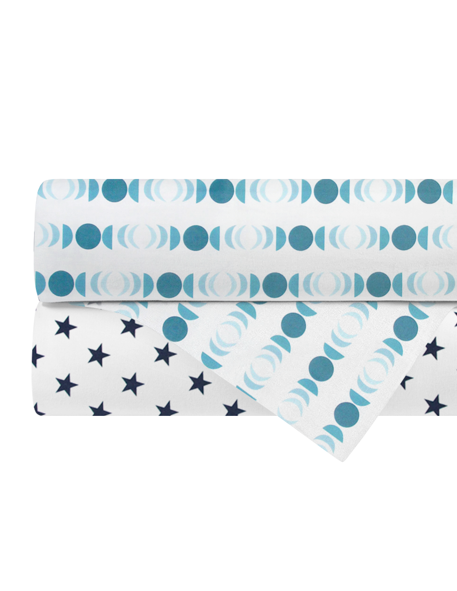 Set de 2 Sábanas de Cajón para Mini Colecho (50x90) - Estrellas