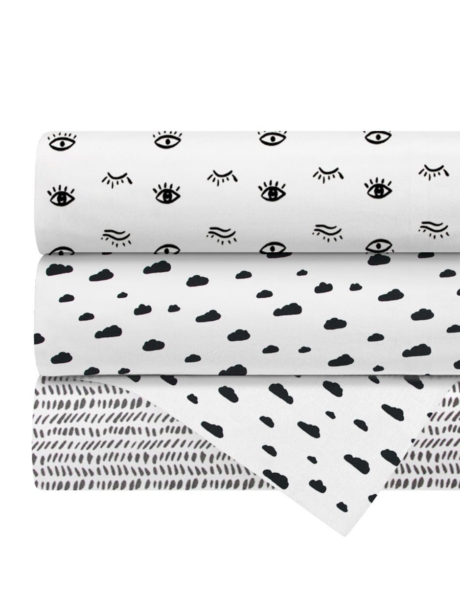 Set de 3 Sábanas de Cajón para Mini Colecho (50x90) - Unisex