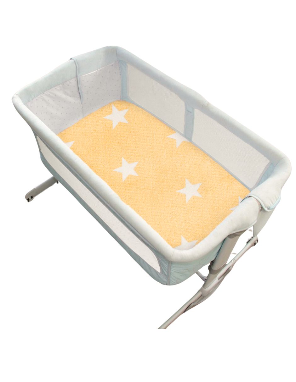 Sábana de Cajón Calientita para Mini Colecho (50x90) - Estrellitas Peach