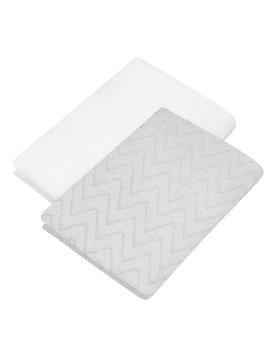 Set de 2 Sábanas de Cajón para Cuna 120x60, Algodón y Afelpada - Zig Zag Gris Perla