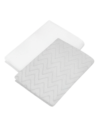 Set de 2 Sábanas de Cajón para Cuna 120x60, Algodón y Afelpada - Zig Zag Gris Perla