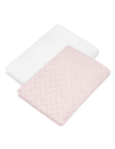 Set de 2 Sábanas de Cajón para Cuna 120x60, Algodón y Afelpada - Zig Zag Rosa