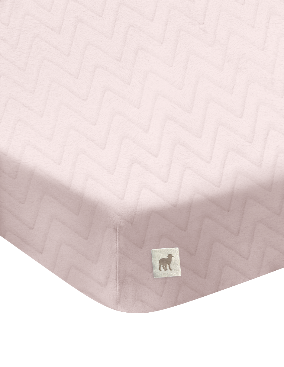 Set de 2 Sábanas de Cajón para Cuna 120x60, Algodón y Afelpada - Zig Zag Rosa