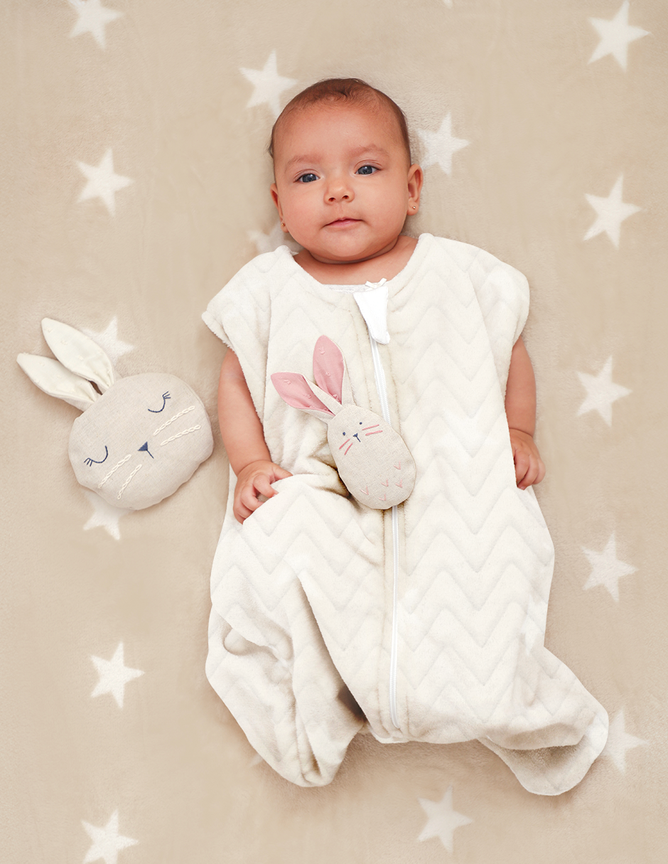 Saquito para Dormir Recién Nacido 0 a 6 Meses - Cerrado, sin Pies - Zig Zag Off White