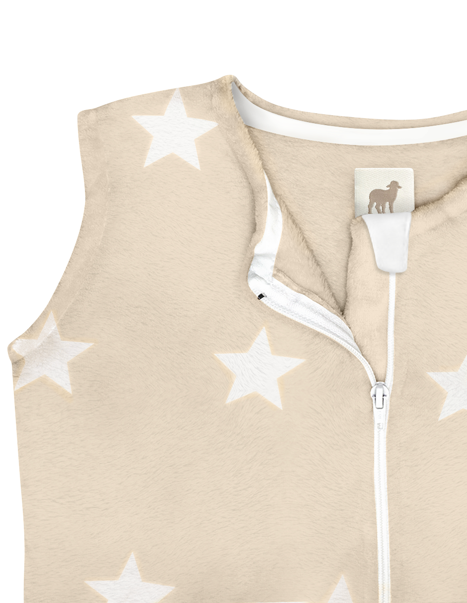 Saquito para Dormir Recién Nacido 0 a 6 Meses - Cerrado, sin Pies - Estrellas Beige