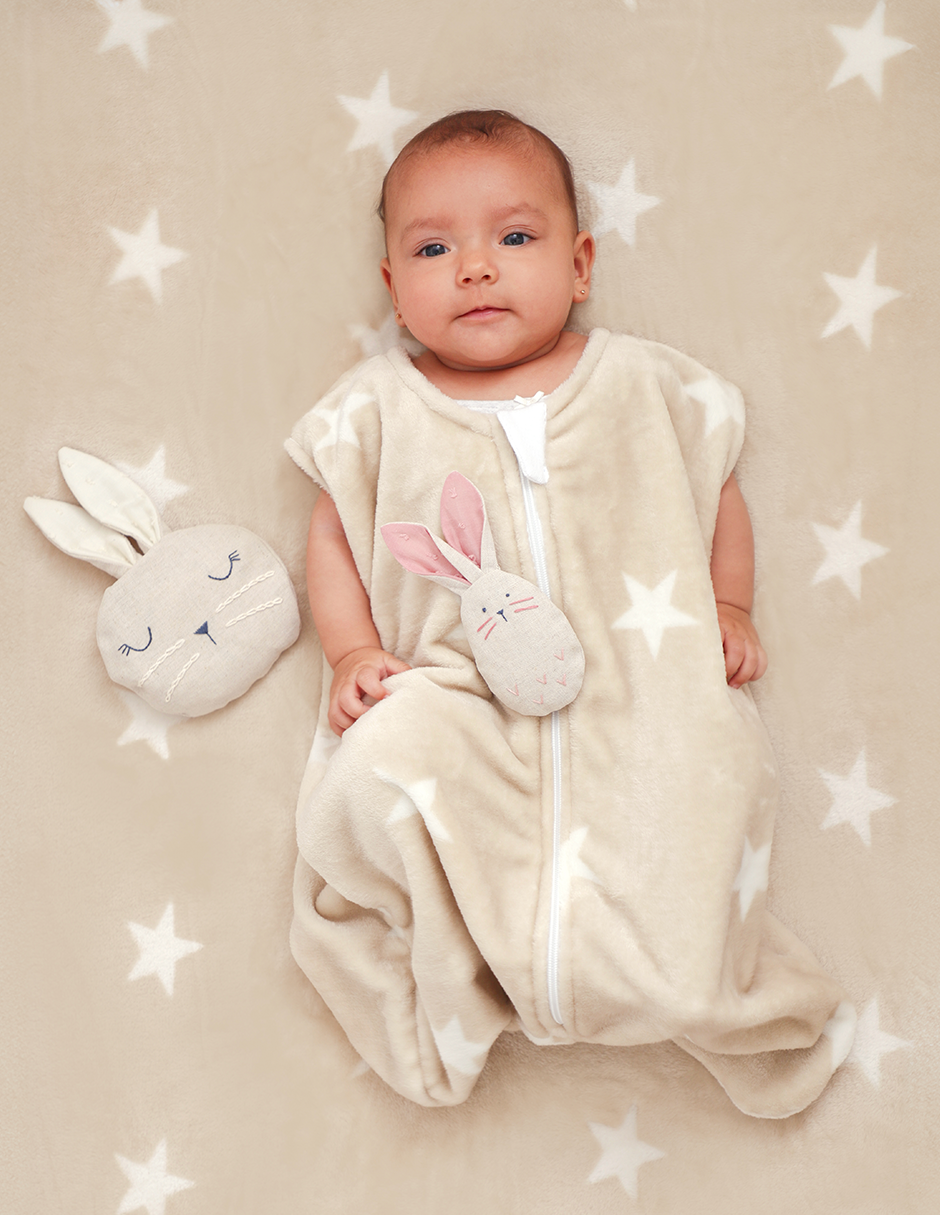 Saquito para Dormir Recién Nacido 0 a 6 Meses - Cerrado, sin Pies - Estrellas Beige