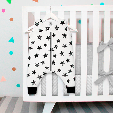 Saquito para Dormir para bebés con abertura para pies - 100% Algodón Estrellas Rellenas