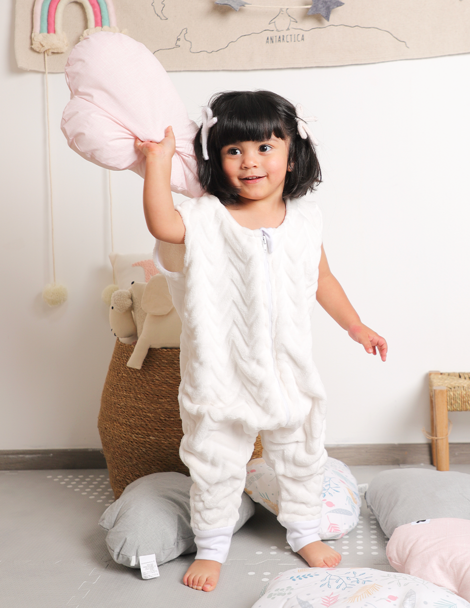 Saco de Dormir para Bebé con Abertura para Pies - Afelpado - Zig Zag Off-White