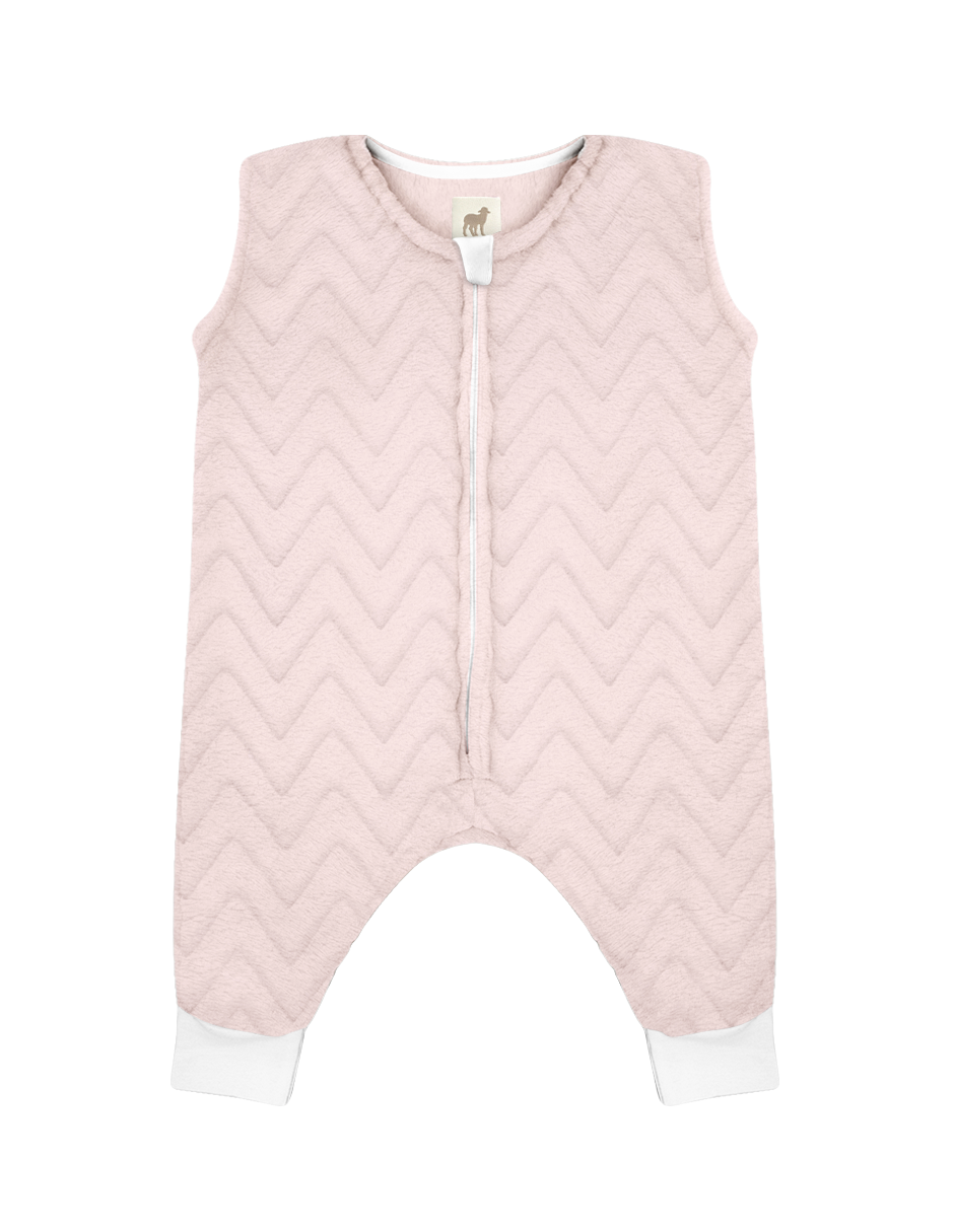 Bebé dormido con saco de dormir afelpado Nap Baby Zig Zag Rosa con abertura para pies y cierre frontal