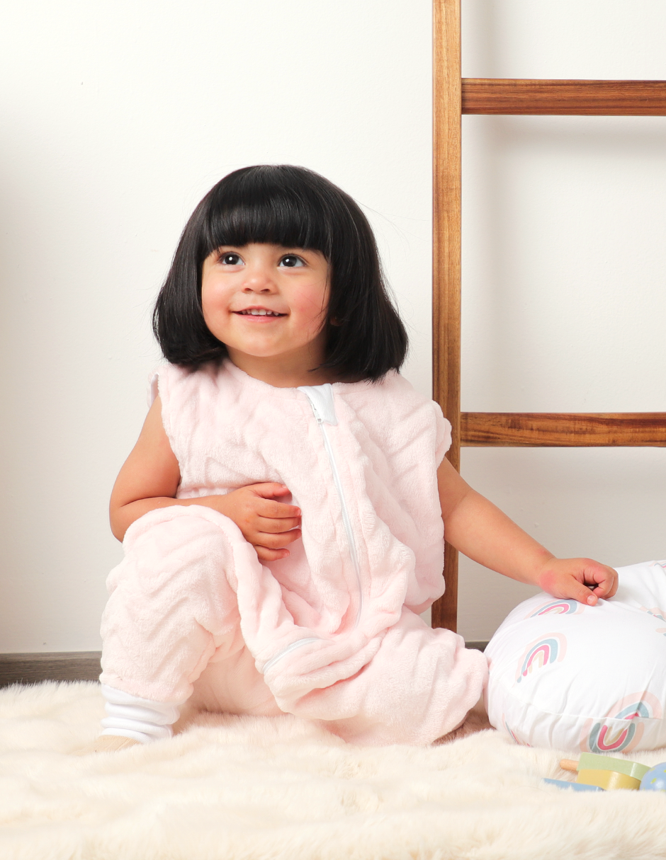 Saco de Dormir para Bebé con Abertura para Pies - Afelpado - Zig Zag Rosa