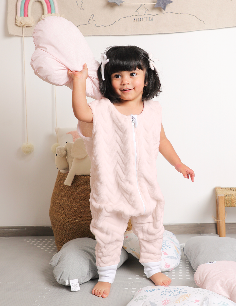Saco de Dormir para Bebé con Abertura para Pies - Afelpado - Zig Zag Rosa