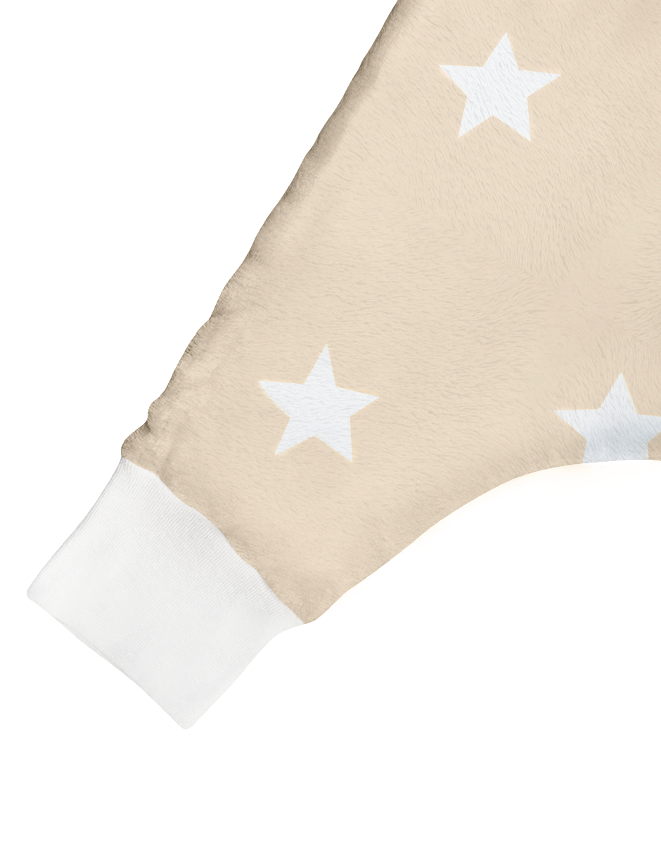 Saco de Dormir para Bebé con Abertura para Pies - Afelpado - Estrellas Beige