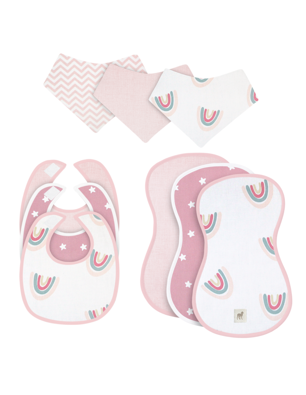 Set de Baberos y Paños para Eructos para Bebé: 9 Piezas Suaves y Absorbentes- Niña