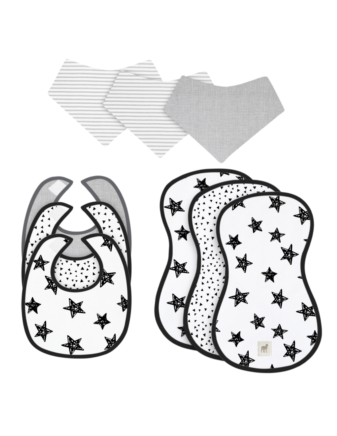 Set de Baberos y Paños para Eructos para Bebé: 9 Piezas Suaves y Absorbentes- Unisex