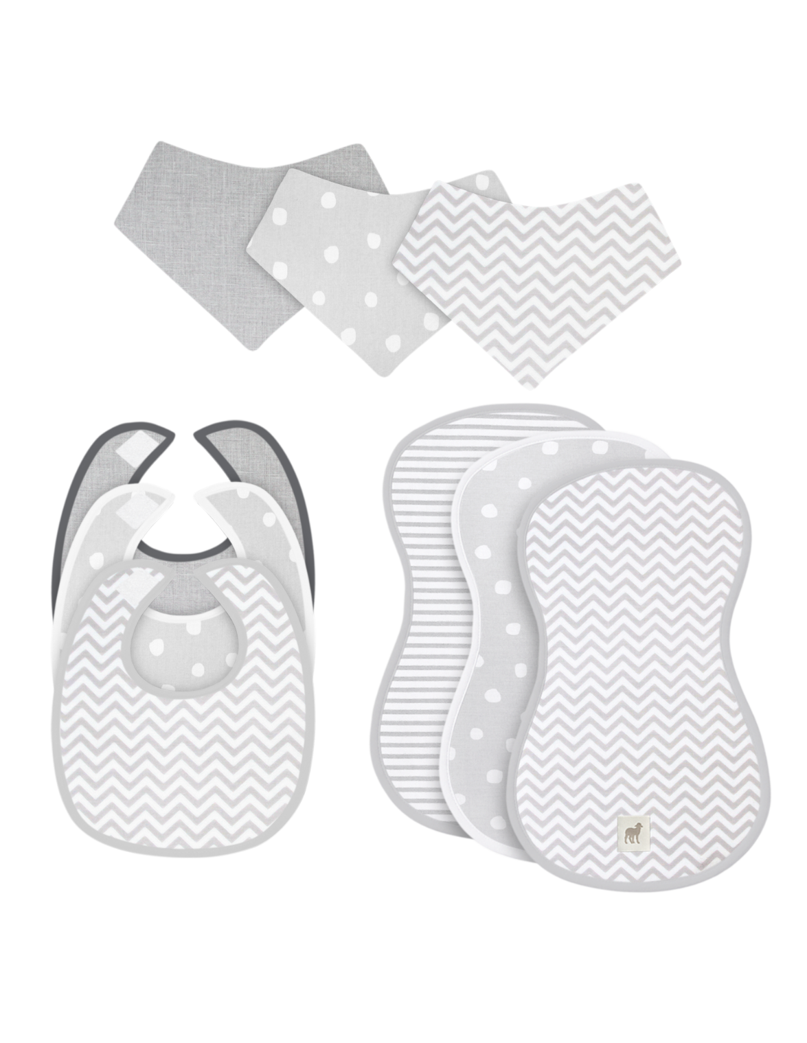 Set de Baberos y Paños para Eructos para Bebé: 9 Piezas Suaves y Absorbentes- Unisex