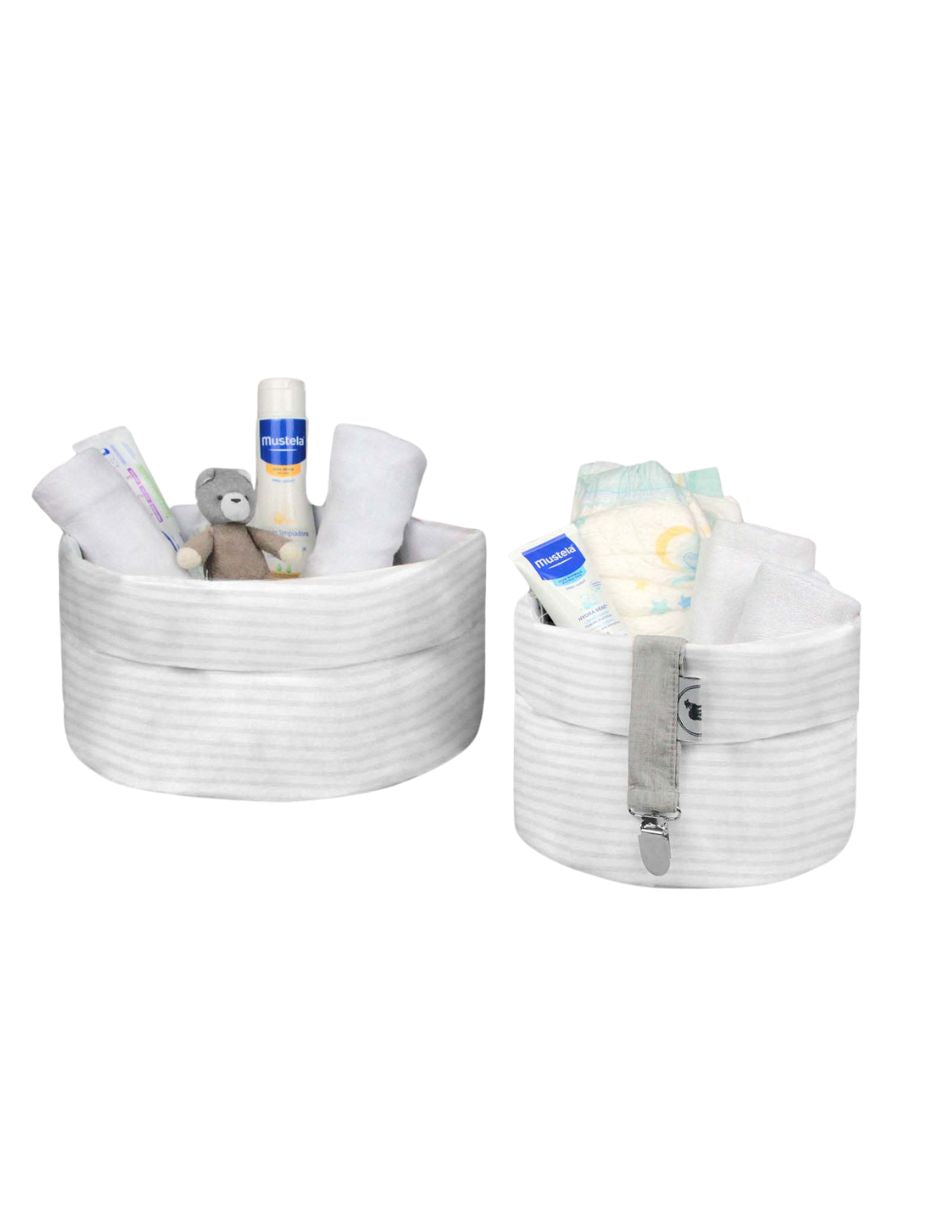 Set de Cestas Organizadoras Unisex - Rayitas Grises