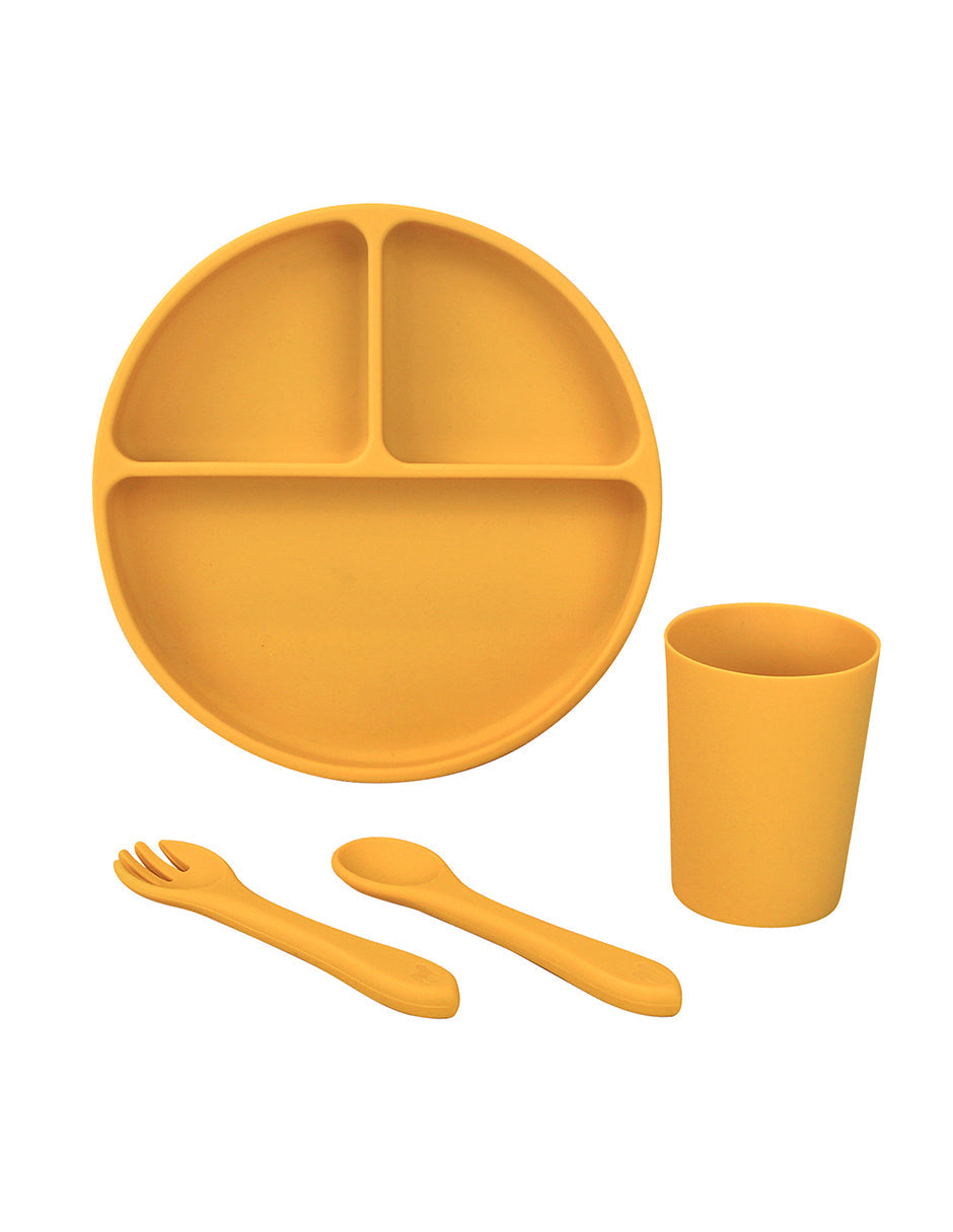 Set de Alimentación Inicial - 4 pzas (Plato, Cuchara, Tenedor y Vaso) - Mango